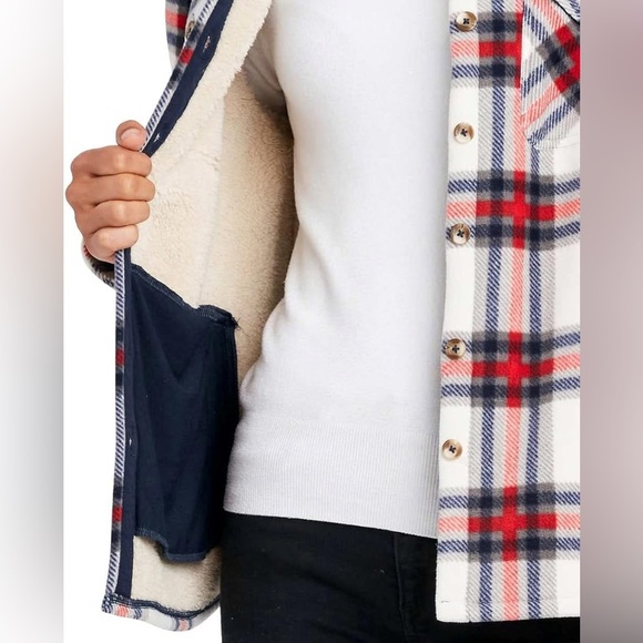 Sage Collective Plaid Sherpa Lined Shacket - Picture 2 of 8